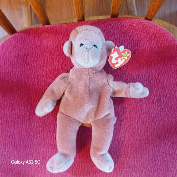 TY Beanie Baby Bongo the brown monkey 4th gen hang tag and third gen. tush tag - Picture 8 of 8